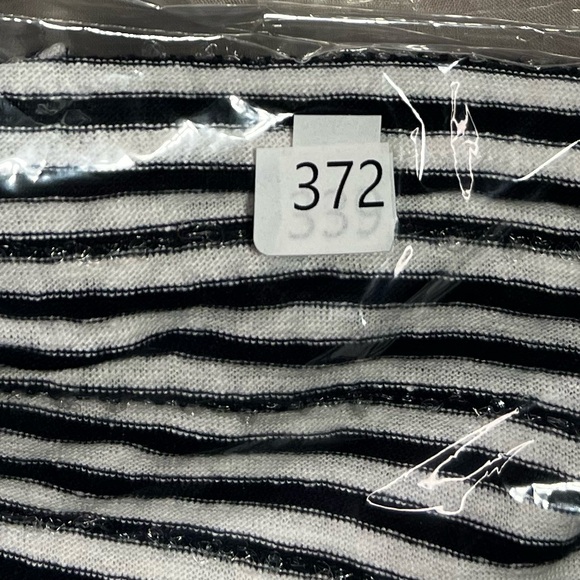 Talbots Linen Blend Black and White Striped Short Sleeve Tee - Picture 7 of 7